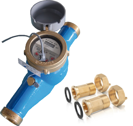 Compteur d'eau froide avec émetteur d'impulsions - DN32 - 11/2M - Q  nominal: 10 m³/h - 250l/pulse