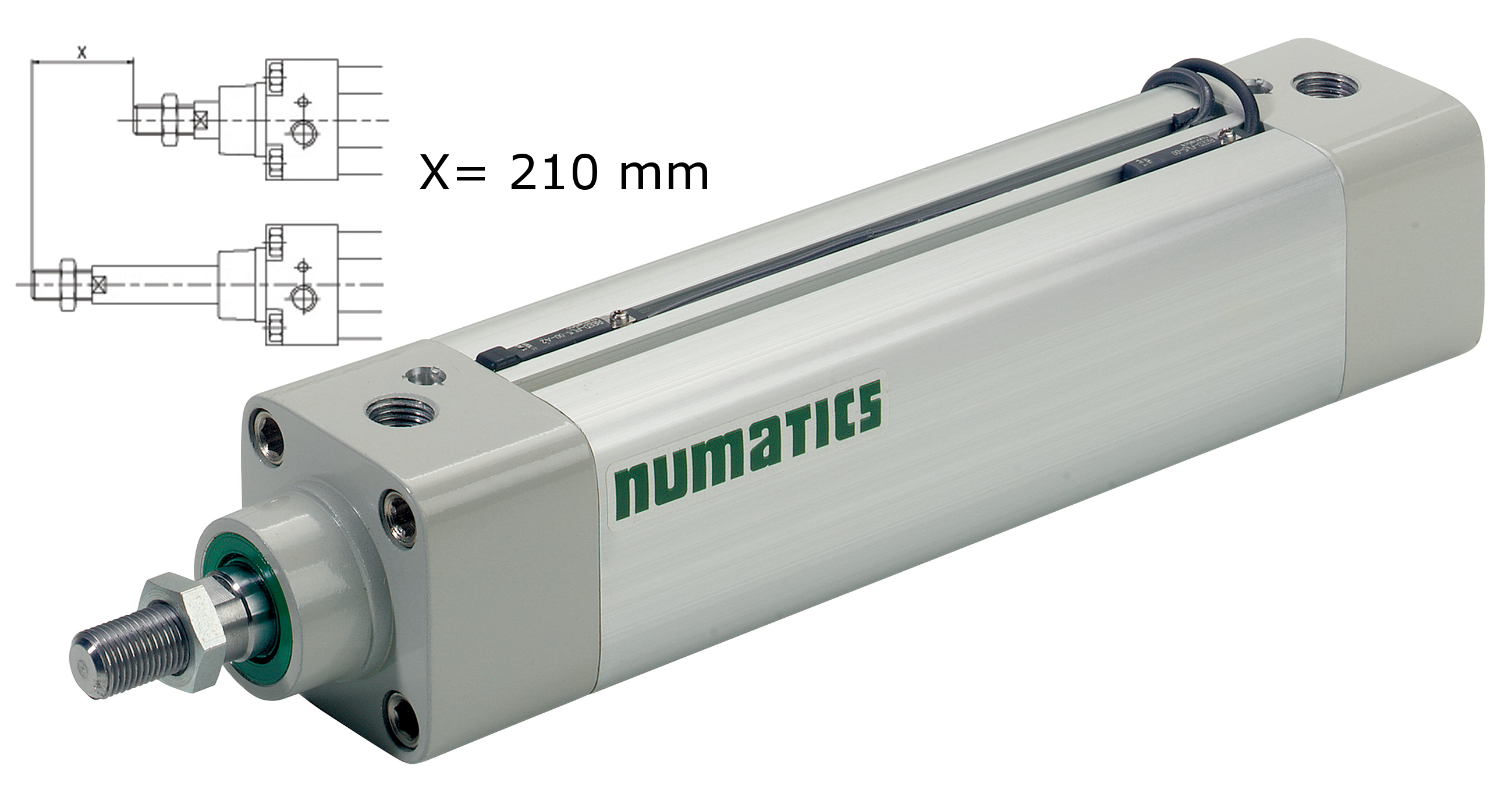 ISO15552 CYLINDER, GAZ PORTS, DIA63, ALUMINIUM PROFILED BARREL