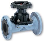 Diaphragm valve - GG25 Cast Iron body - NBR - DN80 - Flanges GN16 - (+)100°C - Manual wheel