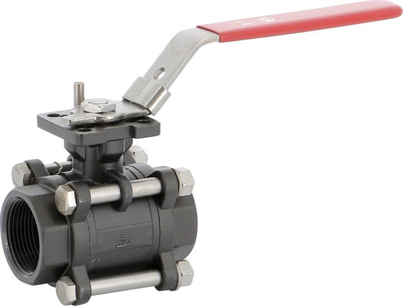 Ball valve 3 pieces - Carbon steel body - PTFE - G3/4'' FF - PN63 - 2/2 - 2 parts - 220°C