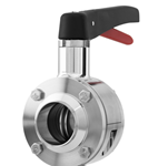 Butterfly Valve DIN Series 2 Butt Welding - Polished 316L - EPDM - DN50 (53mm) - PN16 - Lever