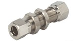 Ring compression fitting - Bulkhead - Nickel-plated brass - Ø8 mm - 60 bar