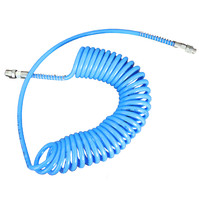 Pneumatic tube - Spiral - Polyurethane - 10x6.5 mm - Blue - 4 m - G1/4" - Max pressure: 14 bar
