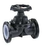 Diaphragm valve - GGG40 Cast Iron + PTFE body - PTFE/EPDM - DN50-Flanges GN16 - Manual wheel