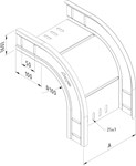 Coude extérieur 90° Trayco H.60 x Larg.75 mm*