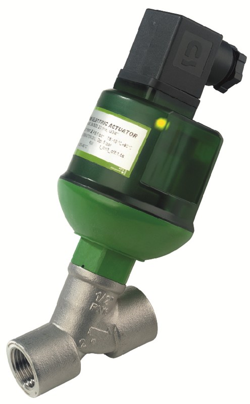 Vanne à soupape à siège incliné - Inox 316L - FPM (Viton®) - G1/2'' FF - PN10 - 2/2  - 24VDC - 145°C