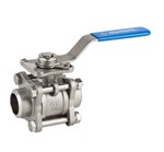 Vanne à sphère en inox corps 3 pièces à commande manuelle - 2/2 - 3/4" BW - PN63 - 180°C