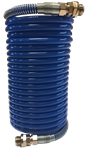 Tube pneumatique calibré spiralé - Polyamide - 8x6 mm - Bleu - 10 m - G1/4" - P. max: 12 bar